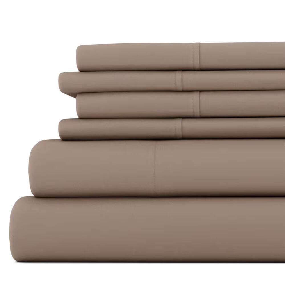 Ienjoy Home Solids in Style 6PC Full Bed Sheet Set Microfiber Soft Breathable